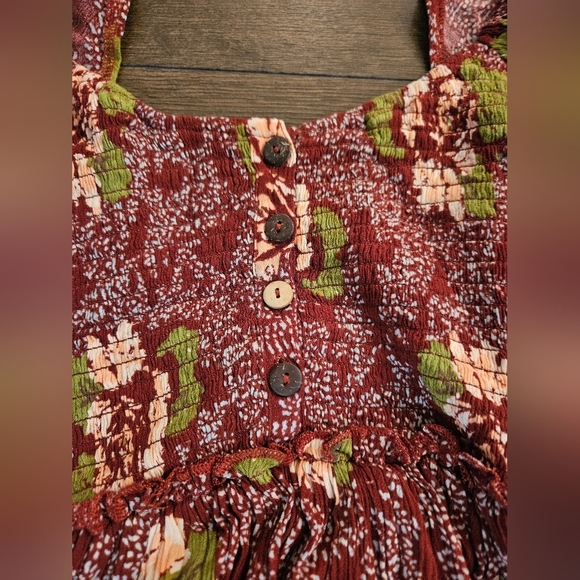 NWT Free People Floral Burgundy Dress - Size XS - Picture 9 of 16